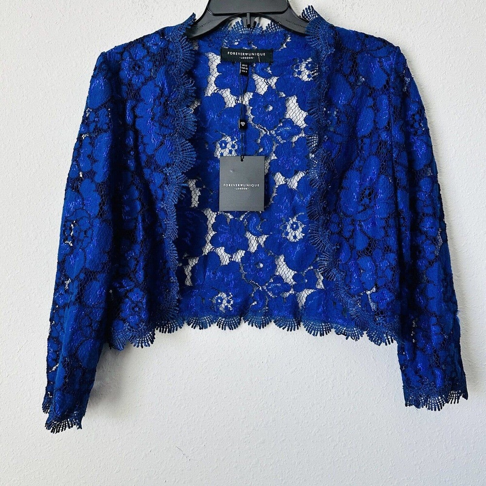 Forever Unique London Sofie Cobalt Blue Lace Crop Cocktail Cover